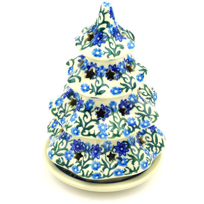 Polish Pottery Christmas Tree Candle Holder 6&quot; Blissful Beauty