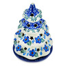 Polish Pottery Christmas Tree Candle Holder 6&quot; Blue Blossom