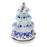 Polish Pottery Christmas Tree Candle Holder 6&quot; Blue Ice