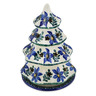 Polish Pottery Christmas Tree Candle Holder 6&quot; Blue Violets