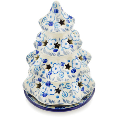 Polish Pottery Christmas Tree Candle Holder 6&quot; Bright Day