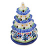 Polish Pottery Christmas Tree Candle Holder 6&quot; Christmas Bells Ring