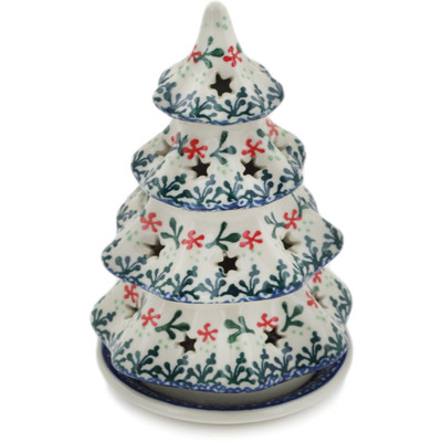 Polish Pottery Christmas Tree Candle Holder 6&quot; Circle Of Delicacy