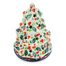 Polish Pottery Christmas Tree Candle Holder 6&quot; Festive Berries UNIKAT