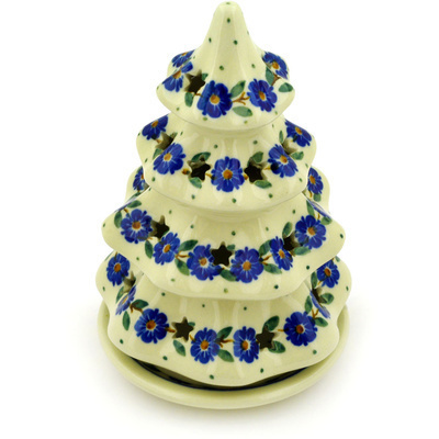 Polish Pottery Christmas Tree Candle Holder 6&quot;