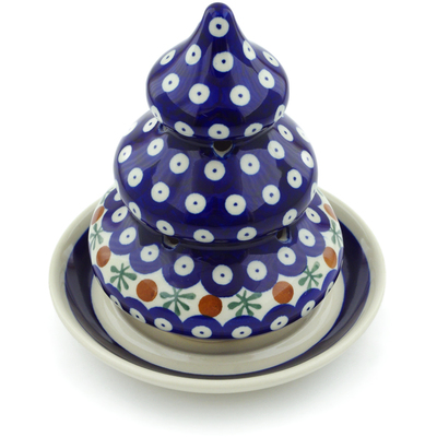 Polish Pottery Christmas Tree Candle Holder 6&quot; Mosquito