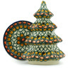 Polish Pottery Christmas Tree Candle Holder 6&quot; Orange Tranquility UNIKAT