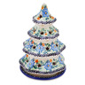 Polish Pottery Christmas Tree Candle Holder 6&quot; Peach Daisies UNIKAT