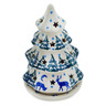 Polish Pottery Christmas Tree Candle Holder 6&quot; Quiet Forest