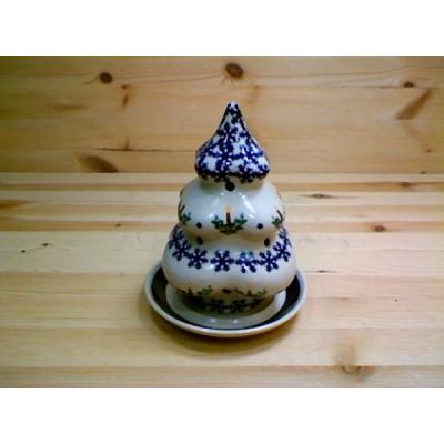 Polish Pottery Christmas Tree Candle Holder 6&quot; Winter Candles