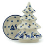 Polish Pottery Christmas Tree Candle Holder 6&quot; Winter Deer