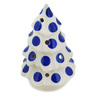 Polish Pottery Christmas Tree Candle Holder 7&quot; Blue Polka Dot Beauty