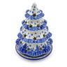 Polish Pottery Christmas Tree Candle Holder 7&quot; Blue Winter