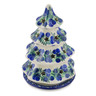 Polish Pottery Christmas Tree Candle Holder 7&quot; Blueberry Fields Forever