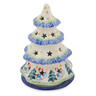 Polish Pottery Christmas Tree Candle Holder 7&quot; Christmas Bells Ring