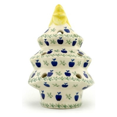 Polish Pottery Christmas Tree Candle Holder 7&quot; From The Apple Tree