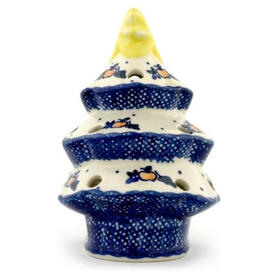 Polish Pottery Christmas Tree Candle Holder 7&quot;