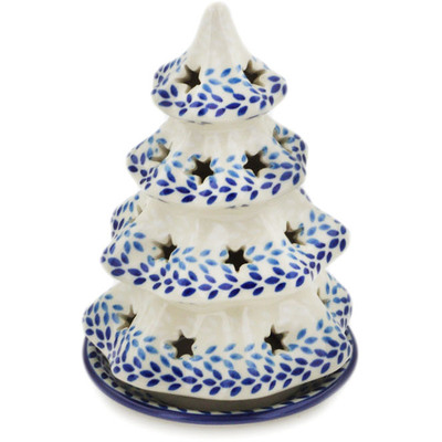 Polish Pottery Christmas Tree Candle Holder 7&quot; Half And Half