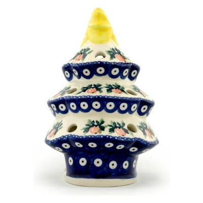Polish Pottery Christmas Tree Candle Holder 7&quot; Juicy Apple