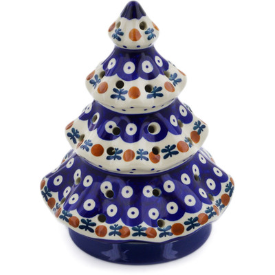 Polish Pottery Christmas Tree Candle Holder 7&quot; Mosquito