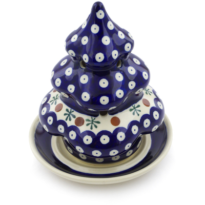 Polish Pottery Christmas Tree Candle Holder 7&quot; Mosquito