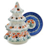 Polish Pottery Christmas Tree Candle Holder 7&quot; Peach Spring Daisy