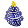 Polish Pottery Christmas Tree Candle Holder 7&quot; Peacock Eyes
