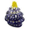 Polish Pottery Christmas Tree Candle Holder 7&quot; Peacock
