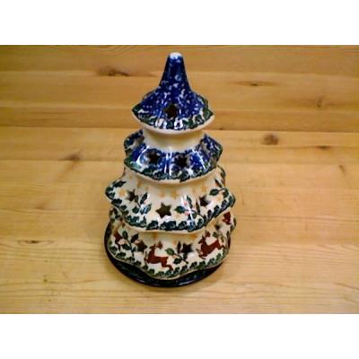 Polish Pottery Christmas Tree Candle Holder 7&quot; Prancing Reindeer