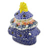 Polish Pottery Christmas Tree Candle Holder 7&quot; Wave Of Flowers