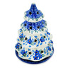 Polish Pottery Christmas Tree Candle Holder 8&quot; Blue Blossom