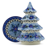 Polish Pottery Christmas Tree Candle Holder 8&quot; Blue Delight UNIKAT