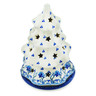 Polish Pottery Christmas Tree Candle Holder 8&quot; Blue Grapevine