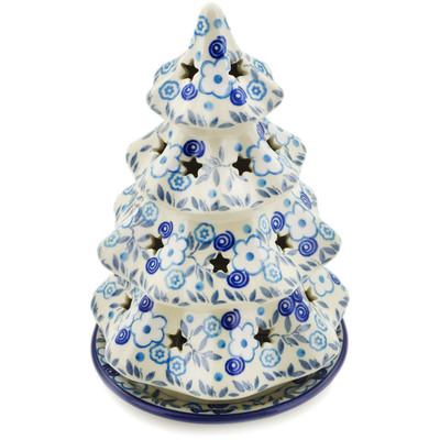 Polish Pottery Christmas Tree Candle Holder 8&quot; Bright Day
