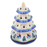 Polish Pottery Christmas Tree Candle Holder 8&quot; Christmas Bells Ring