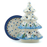 Polish Pottery Christmas Tree Candle Holder 8&quot; Dancing Snowman UNIKAT