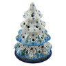 Polish Pottery Christmas Tree Candle Holder 8&quot; Dancing Snowman UNIKAT