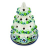Polish Pottery Christmas Tree Candle Holder 8&quot; Green Flora