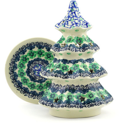 Polish Pottery Christmas Tree Candle Holder 8&quot; Hawaii Dream