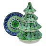Polish Pottery Christmas Tree Candle Holder 8&quot; Key Lime Dreams UNIKAT