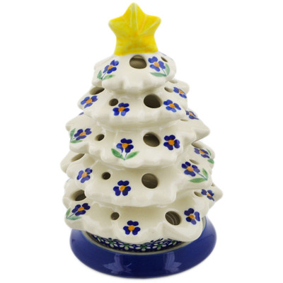 Polish Pottery Christmas Tree Candle Holder 8&quot; Mariposa Lily