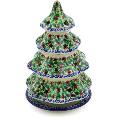 Polish Pottery Christmas Tree Candle Holder 8&quot; Meadowbrook UNIKAT