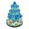 Polish Pottery Christmas Tree Candle Holder 8&quot; Pansies And Daisies UNIKAT