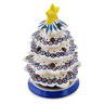 Polish Pottery Christmas Tree Candle Holder 8&quot; Peacock