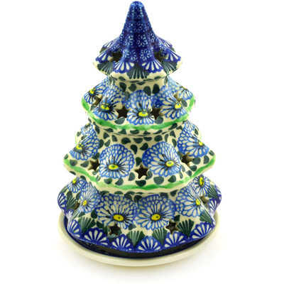 Polish Pottery Christmas Tree Candle Holder 8&quot; Plethora