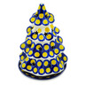 Polish Pottery Christmas Tree Candle Holder 8&quot; Yellow Dots