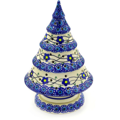 Polish Pottery Christmas Tree Candle Holder 9&quot; Marguerite Daisy