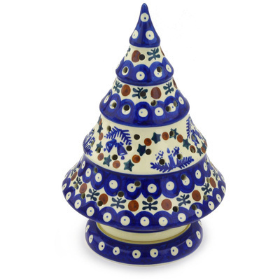 Polish Pottery Christmas Tree Candle Holder 9&quot; Mosquito