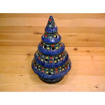 Polish Pottery Christmas Tree Candle Holder 9&quot; UNIKAT