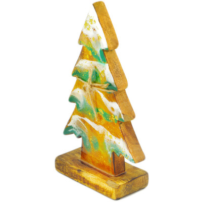Wood Christmas Tree Figurine 12&quot; Beach